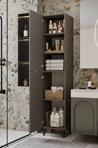 Ramses Çok Amaçlı Dolap - Kiler Dolabı - Banyo Dolabı - Ayakkabılık - Mutfak Dolabı Mdf Gri