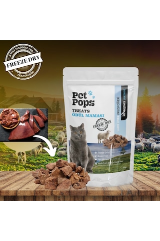 Petpops Kuzu Ciğer Freeze Dry Kedi Ödül Maması 40 G
