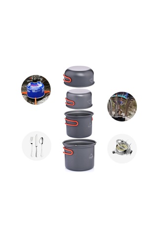 Wıdesea Wsc-102 4 Adet/Takım Pişirme Gereçleri Yürüyüş Kamp Pot Tava Kase Tencere 2-3 Kişi Için Fda Sertifikası Yok Bpa Içermez