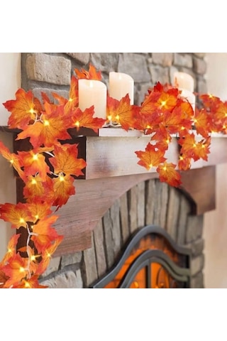 Sonbahar Konseptli Dekoratif Yaprak Ve Günışığı Led Işıkl
