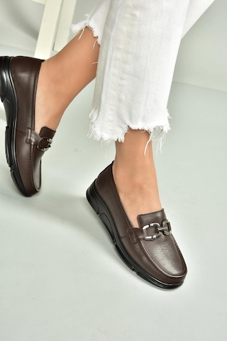 Fox Shoes T555081403 Kahverengi Hakiki Deri Günlük Kadın Ayakkabı Kahverengi-hakiki Deri