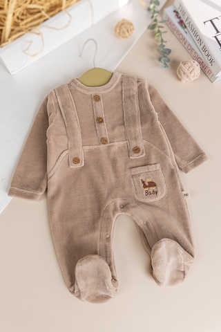 Babymod Kışlık Ayaklı Yumuşak Dokulu Kadife Kız/erkek Bebektulum Kahverengi