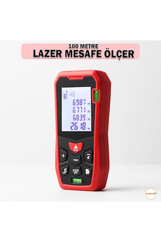 100 Metre Lazer Metre Mesafe Ölçer Hassas Dijital İnşaat Ölçüm Aleti Alan Ölçer Lazerli Ölçüm Cihazı Sku: Smgstkbc24248710