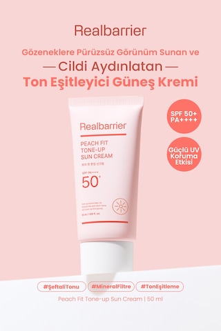 Ciltte Pürüzsüz Görünüm Sunan Ton Eşitleyici Güneş Kremi Realbarrıer Peach Fit Tone-up Sun Cream