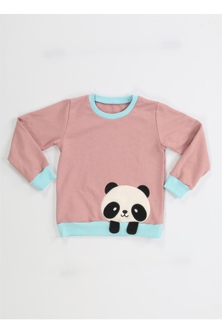 Panda Gülkurusu Kız Çocuk Sweatshirt Gülkurusu - Mint Gülkurusu