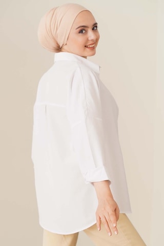 Bigdart 103901 Oversize Basic Tesettür Gömlek - Beyaz 001
