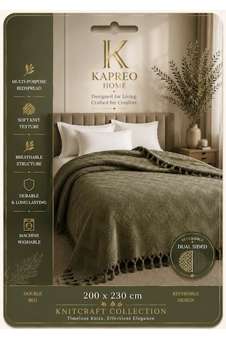 Kapreo Home Craft Collection Premium Çift Kişilik Pike 200 X 230 Haki