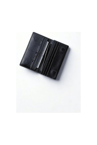 Telefon Bölmeli Cüzdan İsim Baskılı Mıknatıslı Ve El Bantlı Paraportföy Siyah