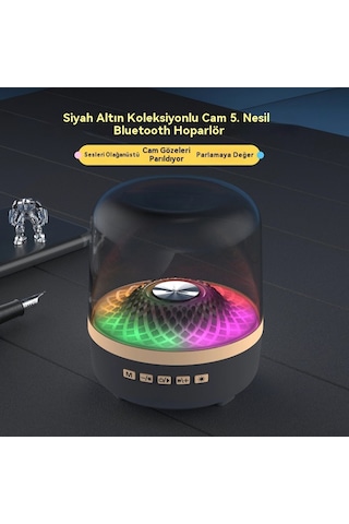 Masaüstü Renkli Rgb Işıklı Cam Kristal Kablosuz Bluetooth Hoparlör