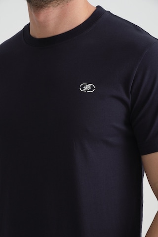 Shooter Sportwear Shooter Erkek T-shirt Nefes Alabilen Esnek Pamuklu Kumaş Regular Kalıp Minimal Logolu Lacivert