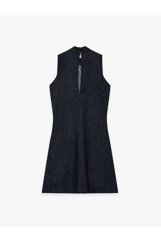 Koton Dik Yaka Kolsuz Mini Denim Elbise Koyu İndigo 6sal80024md Indigo