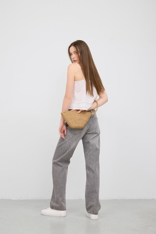 Shule Bags Rome Handmade Hasır Clutch Çanta Vizon Vizon