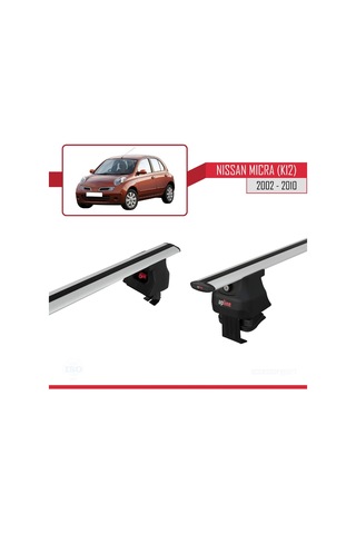 Nissan Micra / March K12 2002-2010 Arası İle Uyumlu Ace-4 Ara Atkı Tavan Barı Gri