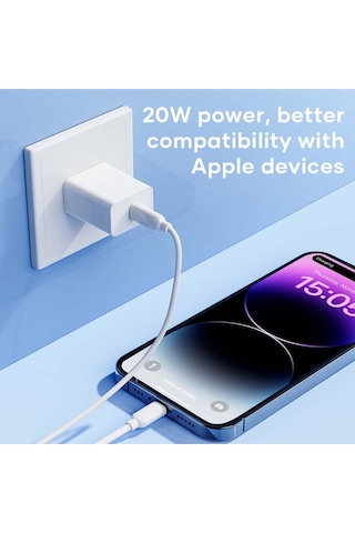 T18 20w Pd Lightning Kablo Seyahat Şarj Seti Beyaz