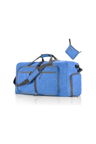 Ayakkabı Bölmeli Spor Çantası Bagajda Taşıma Seyahat Mavi Mavi