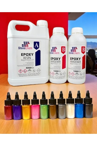Ultra Şeffaf Parlak Epoksi Reçine 6 Kg + 10 Renk Sıvı Sedefli