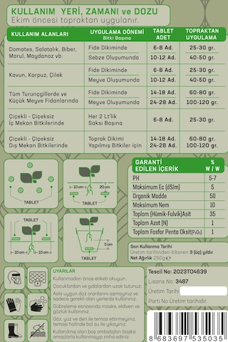 Jeotab Organik Gübre 250g Doğal, Katkısız, Kimyasal Içermeyen Güçlü Bitki Desteği 1000