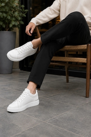 Ht Hotin Lynx Erkek Günlük Sneaker Bağcıklı Rahat Tabanlı Şık Casual Spor Ayakkabı - Beyaz