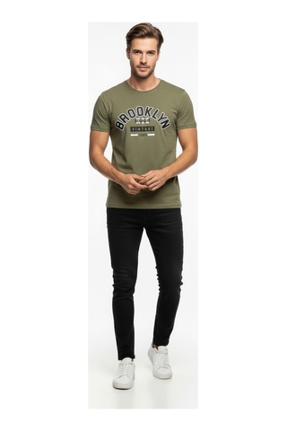 Brooklyn Vintage Baskılı Erkek Günlük T-shirt Spor Kesim Çok renkli