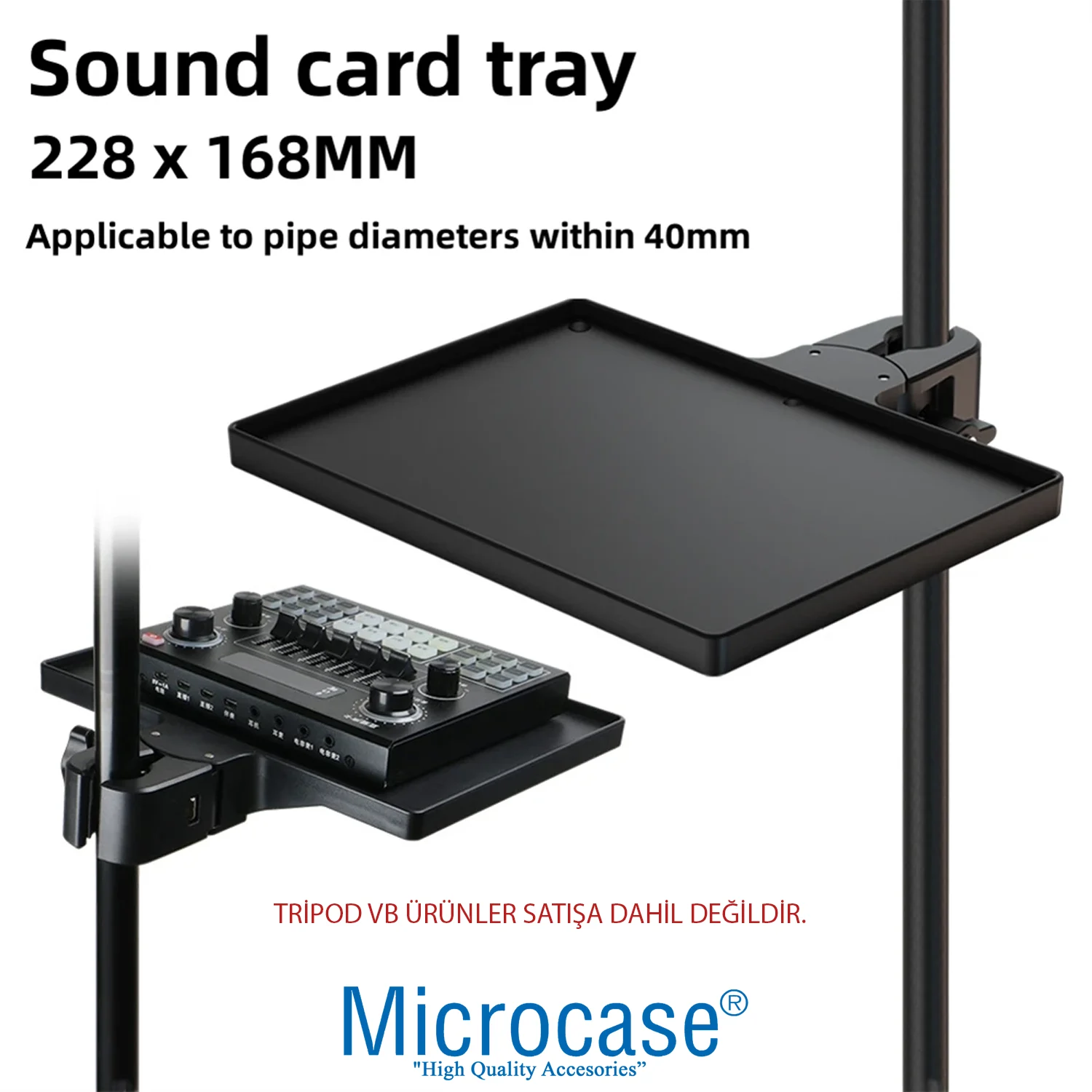 Microcase Tripodlara Monte Universal Sehpa Notebook Mikrofon Kitap Vb Malzeme Rafı 270x205mm - Al5289