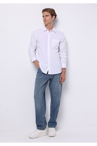Colin's Colins Slim Fit Shirt Neck Düz Erkek Beyaz Uzun Kol Gömlek Cl1070376 Q1.v2 Wht Beyaz