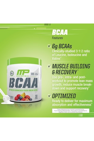 Musclepharm Mp Essentials Bcaa 30 Servis 258 G