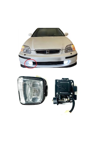 Honda Civic Sis Far Lambası Sağ 1996-1997-1998 Beyaz Ampullu