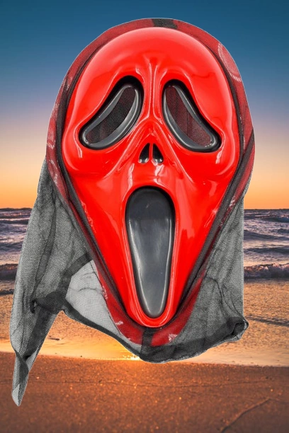 Halloween Maske Çığlık Arkası Tüllü Kırmızı Diğer