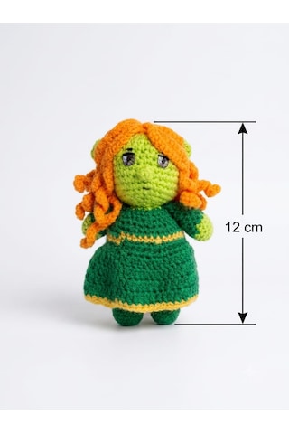 Fiona Shrek Amigurumi Örgü Oyuncak - Çizgi Film Karakteri Hediyelik Figür 12 Cm