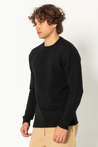 Erkek Kaşmir Dokulu Bisiklet Yaka Şık Triko Kazak Siyah