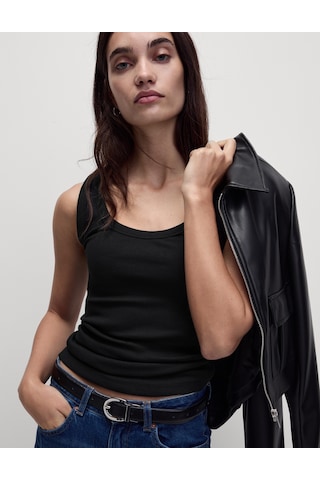 Marks & Spencer Pamuk Karışımlı Ribana Slim Fit Atlet Siyah