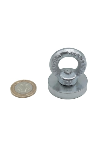 40mm Çok Güçlü Deniz Mıknatısı - Fishing Magnet - Neodyum Daimi Çelik Mıknatıs - Halkalı Pot Mıknatıs - Nik