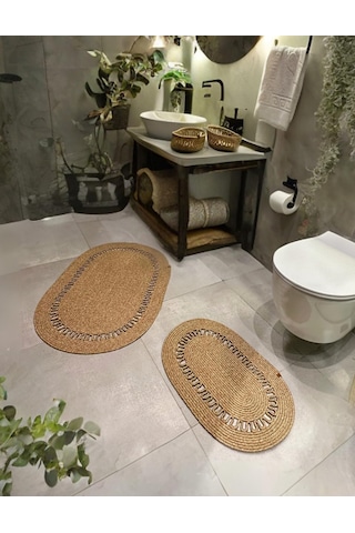 Banyo İçin Moderin Paspas Seti 4'lü Takım Jüt Klozet Önü Hasır Lavoba Önü Paspas Havlu Sepeti Orta Boy Organiz Diğer