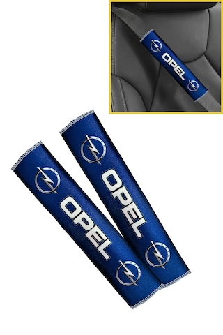 Opel Logolu Mavi Dijital Baskılı Araç Emniyet Kemer Pedi 2 Li Set Konforlu & Şık Kemer Koruyucu