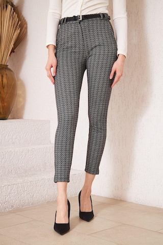 Darlin Moda Siyah Zigzag Desenli Slim Fit Pantolon Dm3000 Siyah