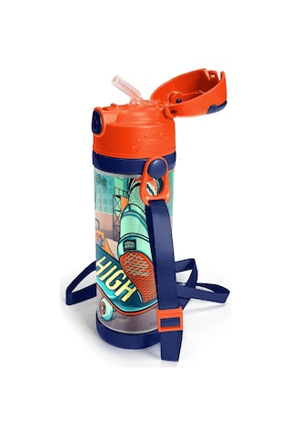 Coral High Kids Civit Neon Turuncu Kaykay Desenli Pipetli Çelik Termos 500 Ml 11923 Diğer