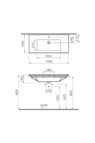 Vitra S50 5479B003-0001 Etajerli Lavabo 100 CM Beyaz