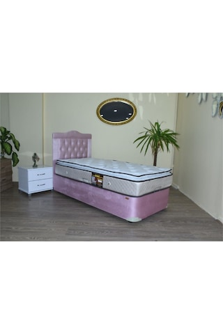 Baza Yatak Başlık Tay Tüyü Pembe Model Silinir Kapitone başlık Metal Fırın Boya Pamuk kumaş pedli yatak 100*200cm El Yapım