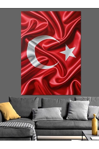 Dalgalanan Türk Bayrağı Resmi Dekoratif Kanvas - Mdf Ahşap Tablo