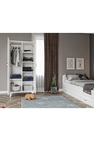 Kznhome Kartopu Country Oda Takımı - Karyola, 2 Kapılı Gardırop, Şifonyer
