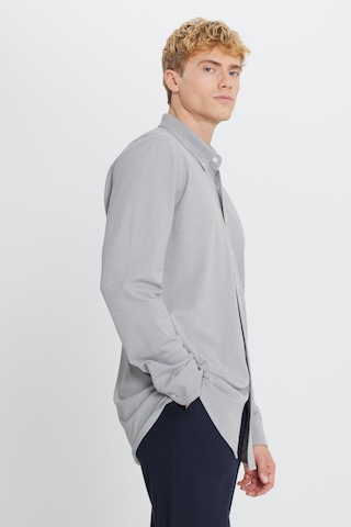 AC&Co / Altınyıldız Classics Erkek Grı Pamuklu Tailored Slim Fit Dar Kesim Düğmeli Yaka Örme Gömlek Gri