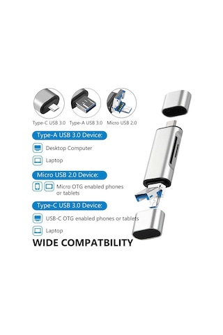 Type C Usb Kart Okuyucu Micro Sd Card Reader Çevirici Dönüştürücü