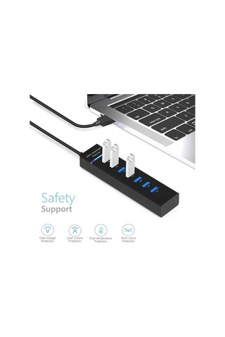7 Port Usb Dağıtıcı - Usb 3.0 Superspeed Desteği, Ultra İnce Taşınabilir Usb Hub Çoğaltıcı Zr249