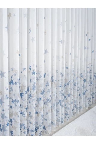 Caserta Home Star 4 Renkli Yıldızlı Çocuk Odası Tül Perde