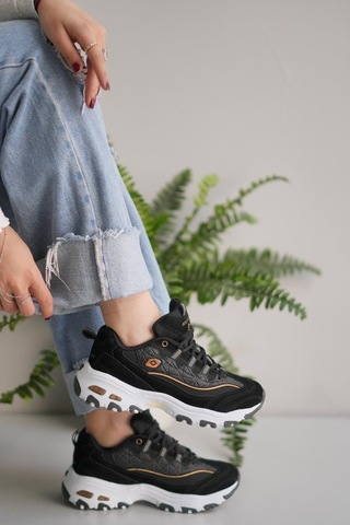 Tuğba Ortopedi 049 Kadın Rahat Sneaker Siyah/altın