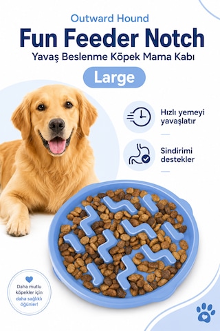 Outward Hound Fun Feeder Notch Yavaş Beslenme Köpek Mama Kabı Large