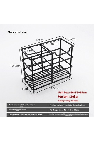 Yaozixa Stainless Steel Duş Odası Fırçak Rafı - Delme Yok Kurulum, Elektrikli Fırçalar İçin 4 Bölmeli Siyah Organizer Diğer