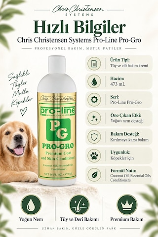 Chris Christensen Pro-line Pro-gro 15:1 Konsantre Kırılma Karşıtı Yoğun Nemlendirici Köpek Tüy Bakımı 473 Ml