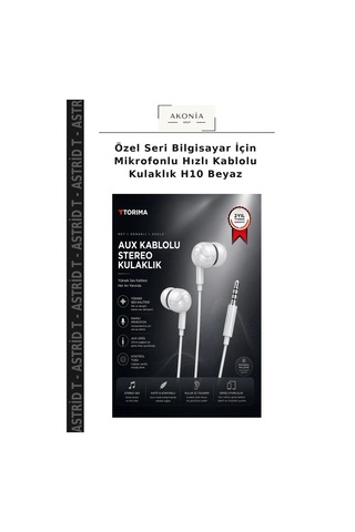 Özel Seri Bilgisayar İçin Mikrofonlu Hızlı Kablolu Kulaklık H10 Beyaz