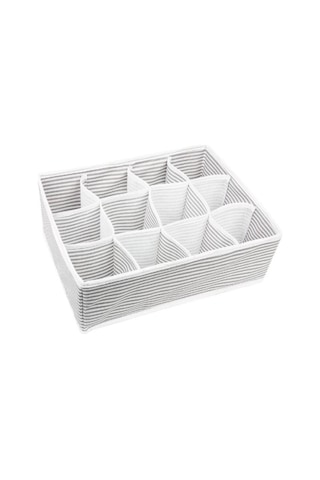 Alas 12 Bölmeli Çekmece İçi Organizer,12 Gözlü Düzenleyici Gri Çizgili Beyaz - Gri